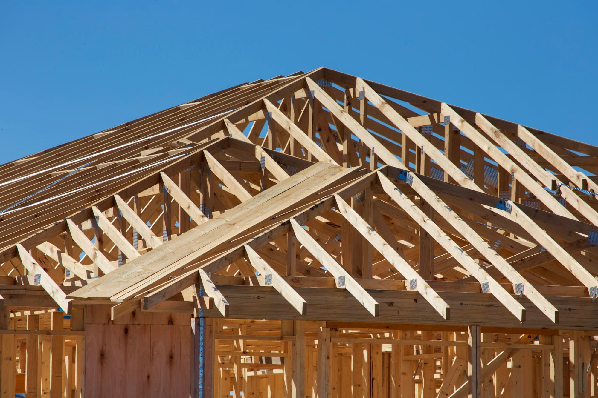 Timber frame construction in progress